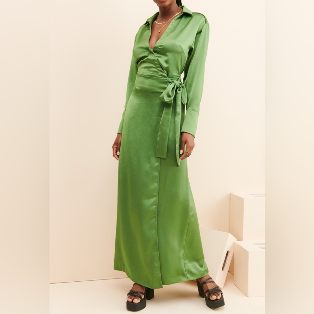 Free People Emma Tuxedo Wrap Dress Size XS green Wedding Party